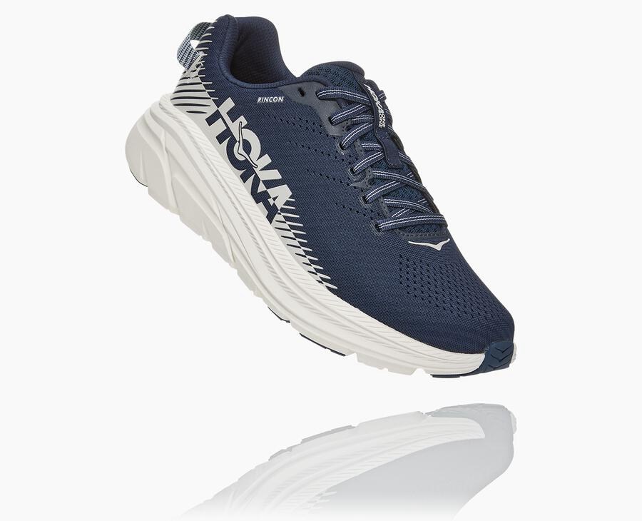 Hoka One One Rincon 2 - Men Running Shoes - Navy/White,Australia IDE-937618